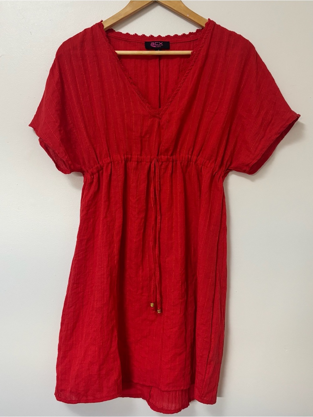 ACX Active Red V-Neck swim coverup size small